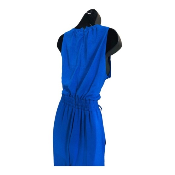 TAHARI blue smocked waist sleeveless  keyhole neck belted‎ jumpsuit size 6 new - Picture 11 of 16